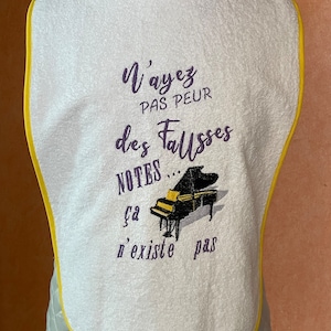White terry cloth adult bib // Table napkin // Adult bib // Personalized adult protection with text // Piano machine embroidery