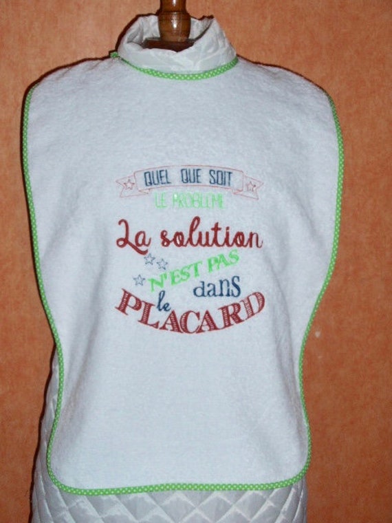 Bavoir Pour Adulte en Tissu Coton Éponge Blanche Personnalisé Humoristique La Solution N'est Pas Dan