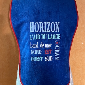 Royal blue cotton terry cloth adult bib // Adult napkin // Personalized table protector with text