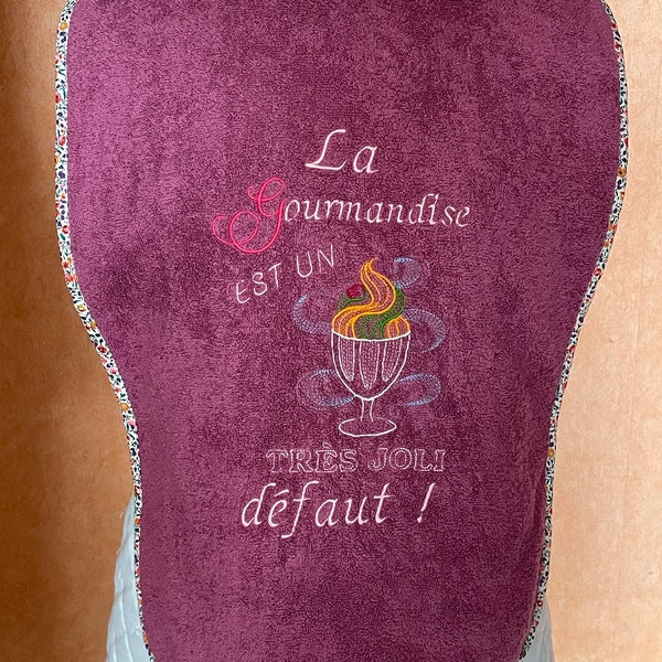 Bavoir adulte tissu coton éponge // Serviette de table adulte // Protection table personnalisé texte et motif de broderie