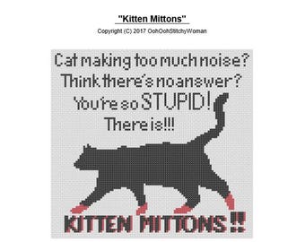 Motif de point de croix mitaines chaton