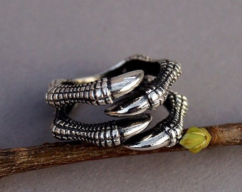 Silver claw dragons ring,gothic ring