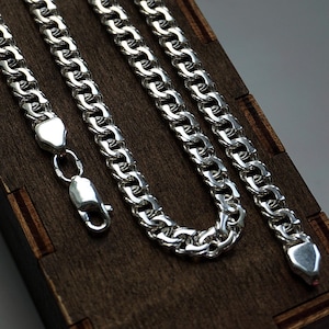 Handmade Byzantine Sterling Silver Chain Necklace: Heavy Garibaldi Bismarck, 5mm