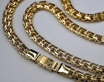 Handmade 18k Yellow Gold Byzantine Chain Necklace - 6mm Thick