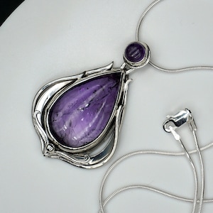 Amethyst necklace sterling silver 925, amethyst pendant