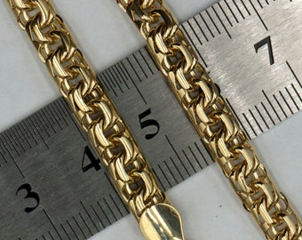 Handmade 14k Yellow Gold Byzantine Chain - 5mm Thick