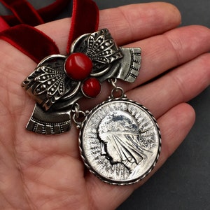 Dukach tradishional ukrainian pendant, silver coin pendant, Ethnic Ukrainian decoration Dukach, Ukrainian jewelry, vintage pendant