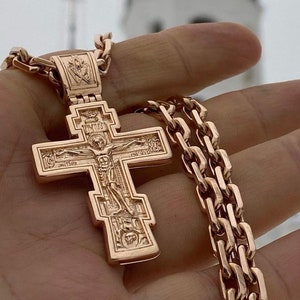 18k solid gold men cross necklace 57*30mm