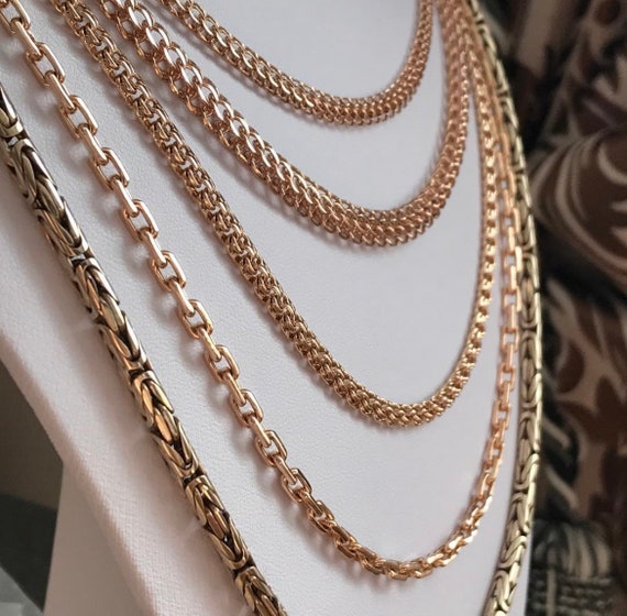 Collana Vintage A Catena Con Corda In Oro Giallo Massiccio 14k - 20 Pollici - Gioielleria Di Alta Qualità - Vero Oro Genuino - Italia - Foto 4