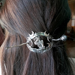Sterling Silver Dragon Hairpin with Natural Pearl