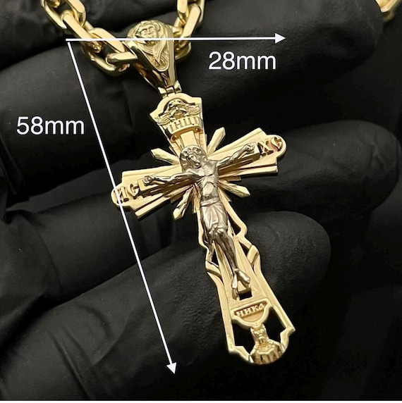 Pendentif Croix En Or 18 Carats Vintage Années 70 - Italie, Pour Homme