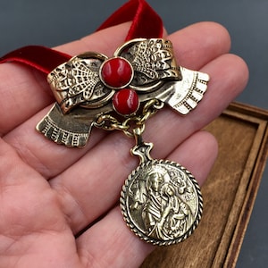 Dukach tradishional ukrainian pendant, brass coin pendant, Ethnic Ukrainian decoration Dukach, Ukrainian jewelry, vintage pendant