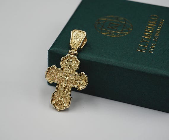Ciondolo Crocifisso Ortodosso Oro Rosa 14k Vero – Gioiello Religioso Unisex - 2