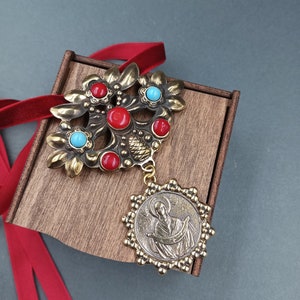 Dukach tradishional ukrainian pendant, bronze Heart pendant Yagnus, Ethnic Ukrainian decoration Dukach, Ukrainian jewelry, vintage pendant