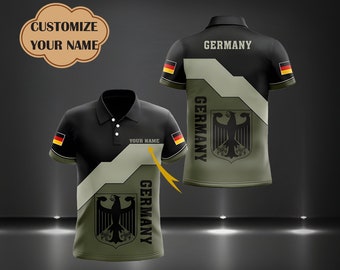 Nombre personalizado Alemania y bandera 3D Camisas completamente impresas, sudadera con capucha, sudadera con cremallera, polo, camiseta, regalo de cumpleaños, regalo para él