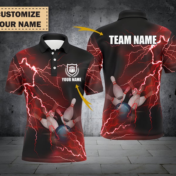 Custom 3D Lightning Bowling Sport Shirt, Team Name Unisex Shirt Bowling, Birthday Gift, Sport Team Shirt, Bowling Shirt Team, Gift For Him