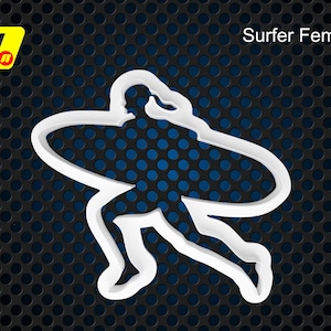 Surfer-Female Fondant Cutter, Surfing, World Surf League, Surfboarding, for use with icing fondant for cake decoration