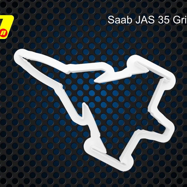 Saab JAS 39 Griphen Fondant Cutter, Single Engine Swedish Aerospace Saab Jet Aircraft, for use with icing fondant for cake decoration