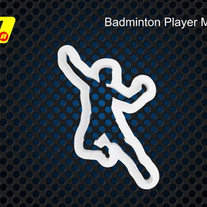 Badminton Player Male, Fondant Cutter, Battledore, Racket Sport, Shuttlecock, Team Sport, for use with icing fondant for cake decoration