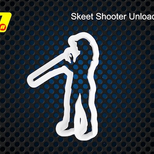 Skeet Shooter Unloading, Fondant Cutter, Clay Pigeon Shooting, Trap, Game Shooting, for use with icing fondant for cake decoration