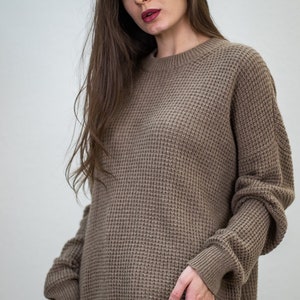Oversized Wool Sweater: Minimalist Beige Jumper
