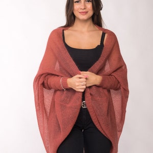 Light mohair cocoon cardigan, Oversize knit mohair wrap image 1