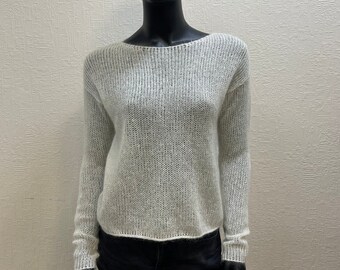 White Mohair Knit Sweater: Chunky See Through Fuzzy Pullover