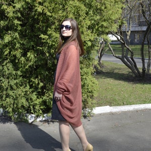 Light mohair cocoon cardigan, Oversize knit mohair wrap image 7