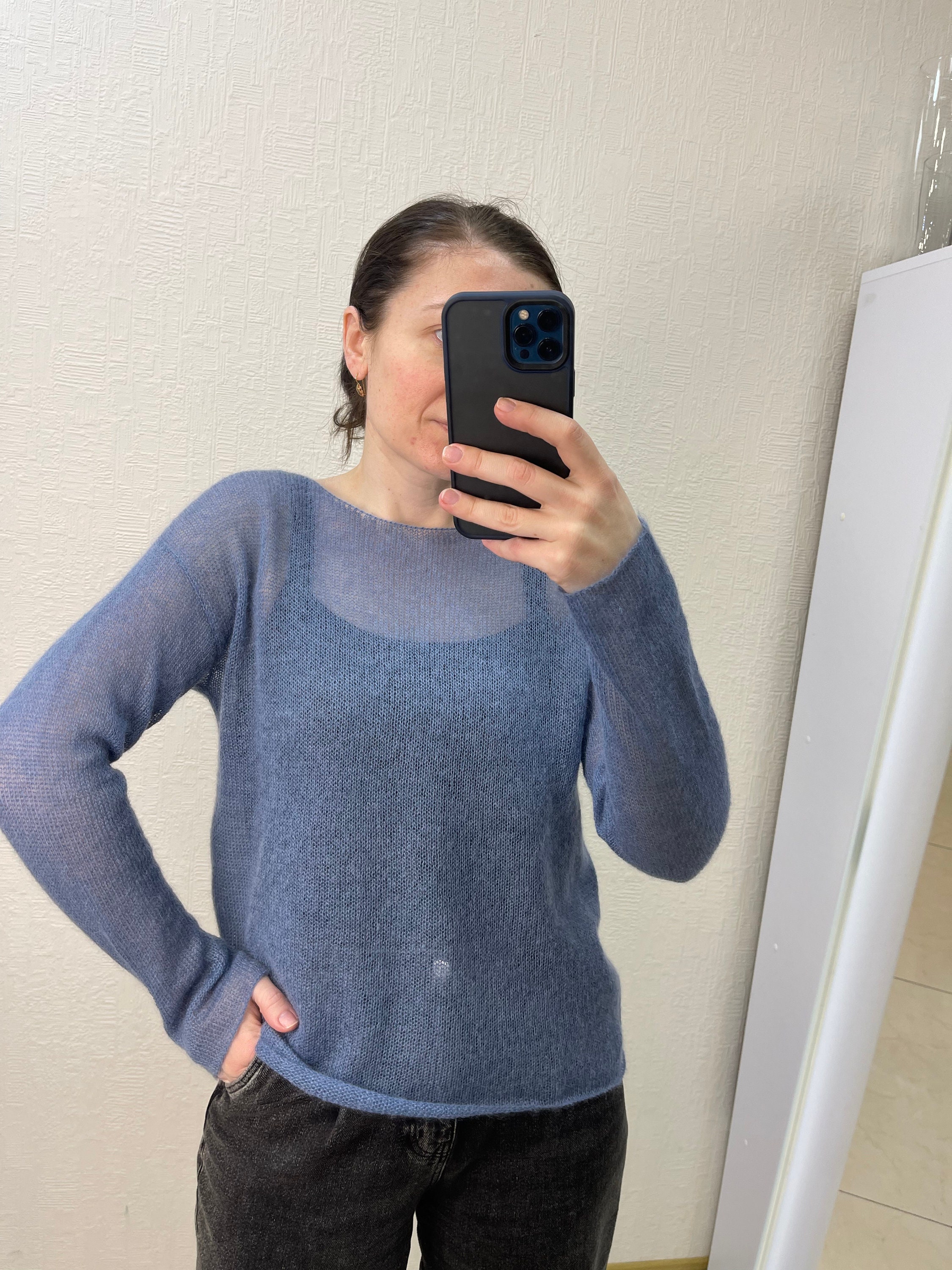 トップス CLANE sheer border mohair knit CLANE - ボーダーニットトップス- SHEER BORDER MOHAIR KNIT