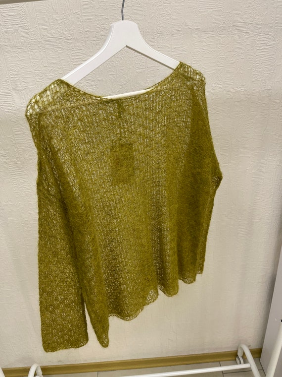 トップス Dullard Mohair Knit Sweater Olive Olive Green Mohair Sweater: Lightweight See-through Knit - Etsy