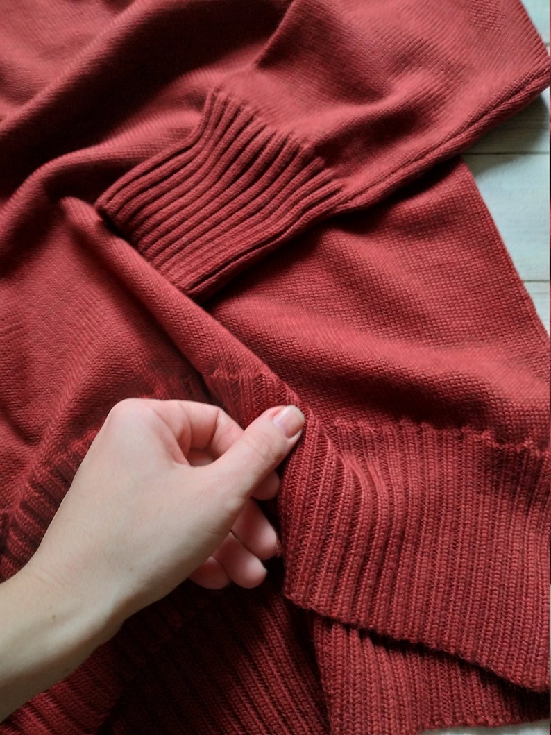 Suéter de gran tamaño de lana merino, cuello alto de lana cálido de terracota, suéter cálido minimalista para mujeres imagen 8