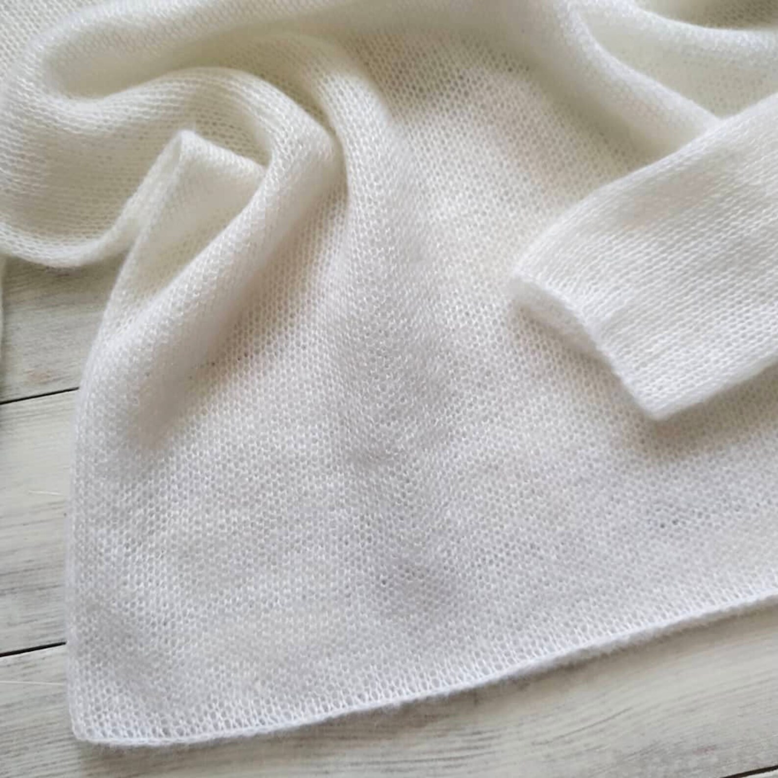 Suéter de seda mohair blanco suéter de cuello de barco de Etsy