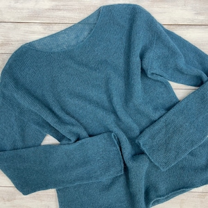 Aquamarine Mohair Sweater: Sheer Turquoise Knit Pullover