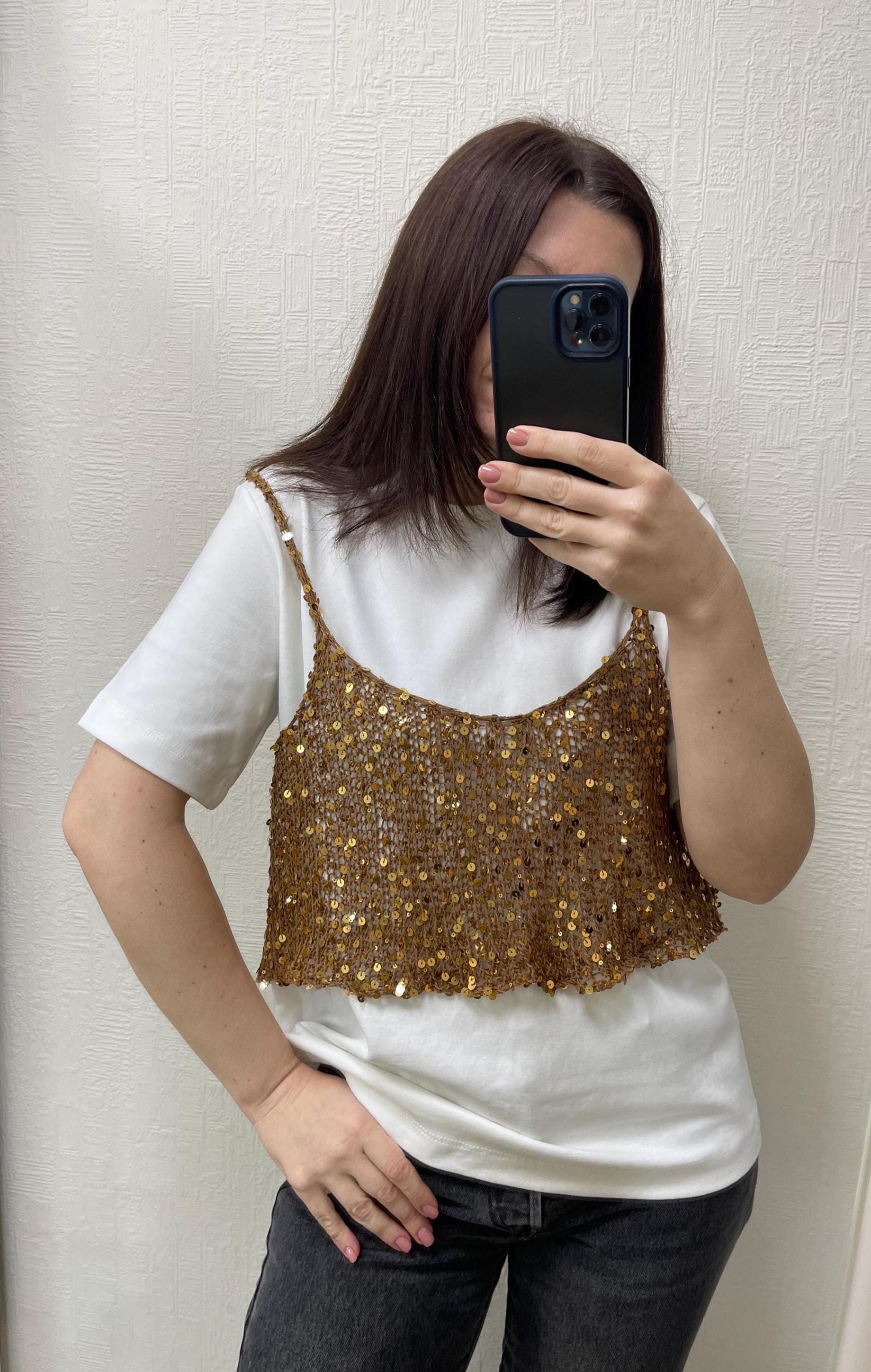 Bodysuit à Sequins Bleu Et Noir Forever 21 - Dentelle Et Bretelles Spaghetti, Taille S Neuf Avec étiquettes