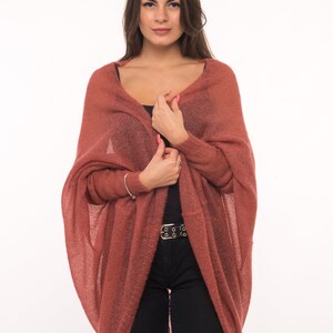 Light mohair cocoon cardigan, Oversize knit mohair wrap image 3