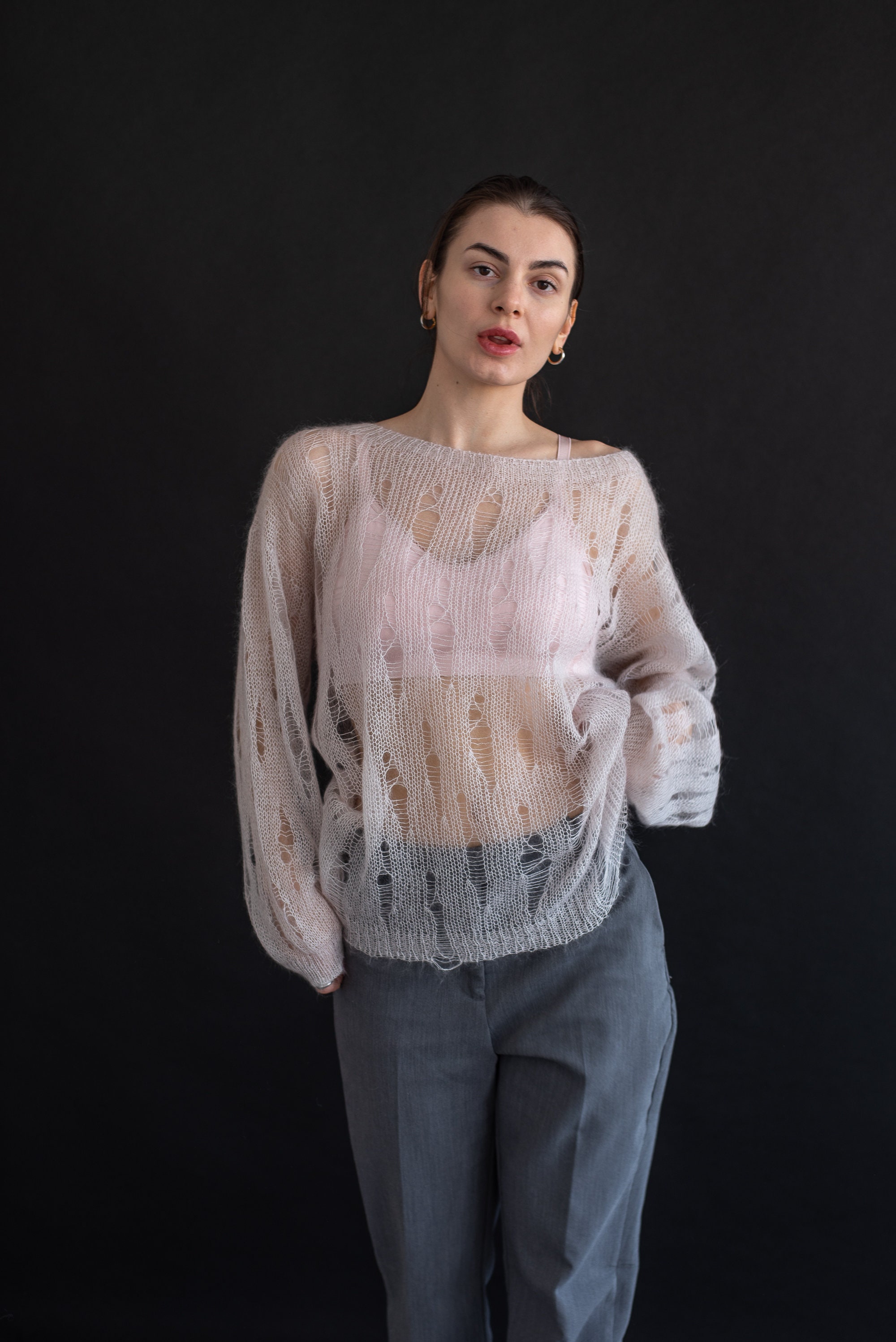 Distressed Silk Mohair Sweater: Loose Knit See Through Pullover - Etsy