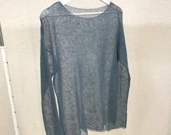 Mohair Strickpullover: Sheer Türkis Blau Grün Pullover