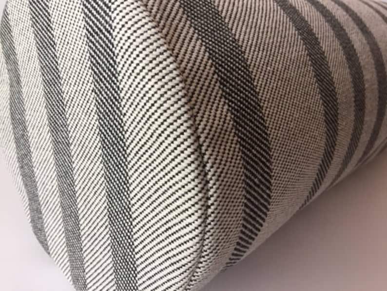 Striped Bolster Pillow Cover, Dark Gray and Light Gray, 8x22 Inches
