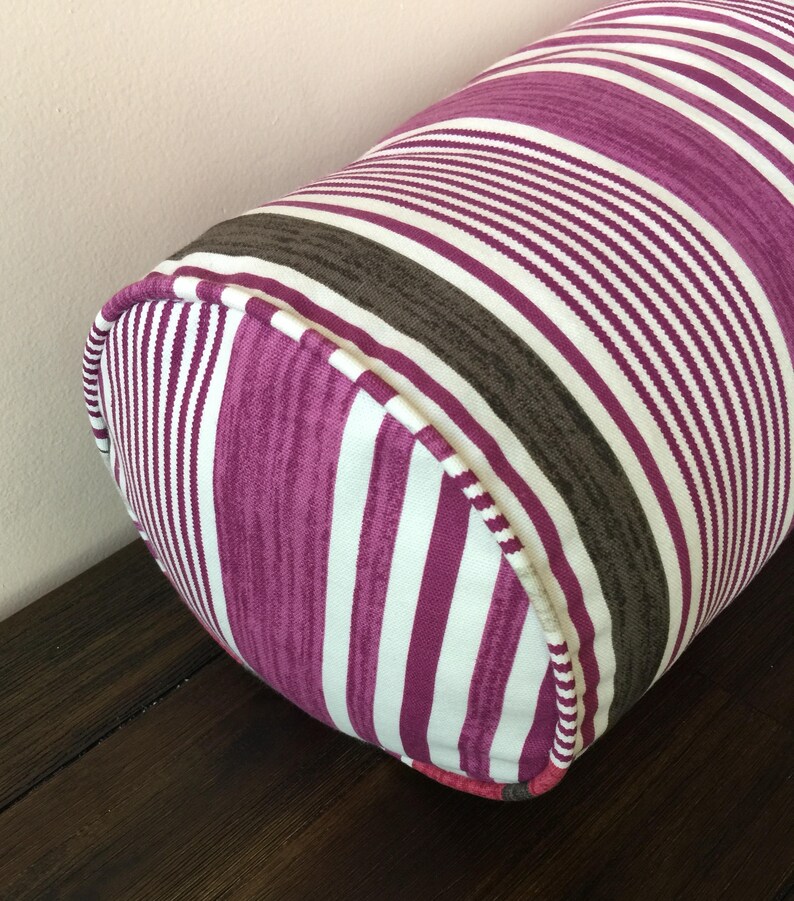 Striped Bolster pillow cover Pink Purple white Dark Gray Etsy