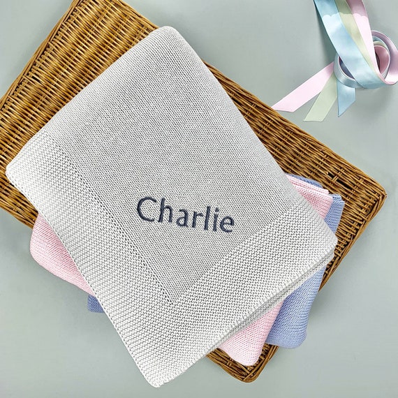 knitted personalised baby blankets