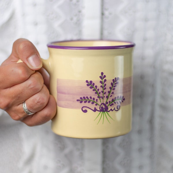 Stoneware Coffee Mug | Large Coffee Mug | Cute Mug | Purple Lavender Floral, EXTRA LARGE Mug, Handmade Pottery Unique Coffee Mug Gift