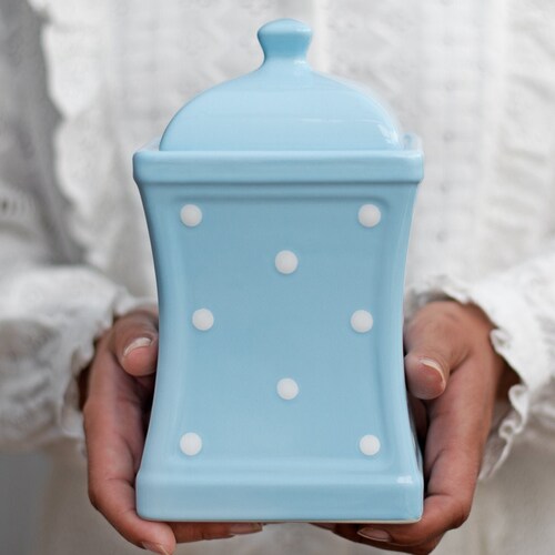 Blue Cookie Jar Kitchen Canister Decorative Ceramic Etsy