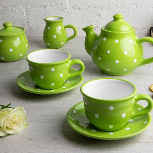 Ceramic Tea Set Teapot SET for FOUR Large Teapot Milk Jug Etsy