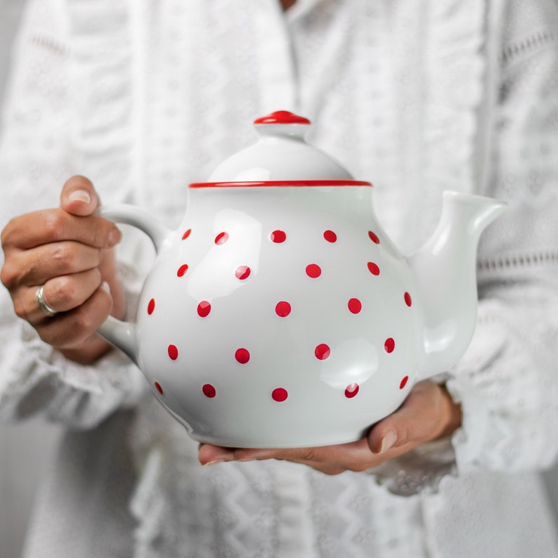 White Ceramic Teapot Handmade Pottery Tea Pot Extra Large image 0