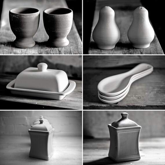 City To Cottage Portaburro In Ceramica Celeste Con Pois Bianchi - Set Da Tavola Dipinto A Mano