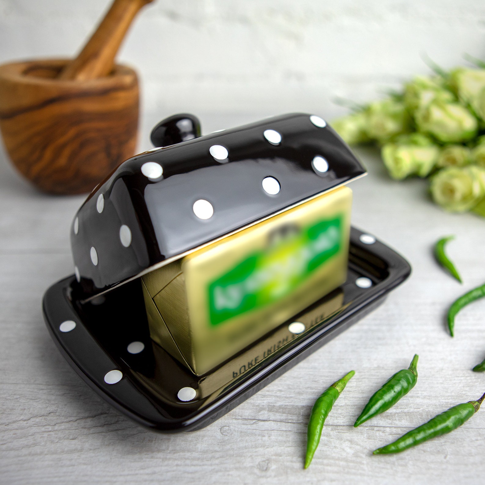Black Covered Butter Dish With Lid Ceramic Butter Keeper Etsy UK
