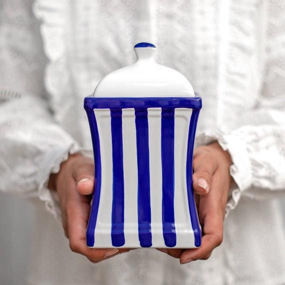 Navy Keksdose Küche Kanister, Dekorative Keramik Handgemacht Blaue Streifen  Keramik Tee Kaffee Zucker Kanister, Einweihungsgeschenk - .de
