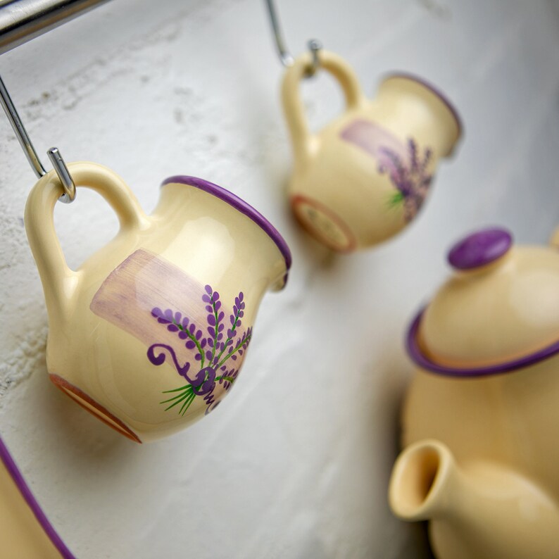 Ceramic Milk Jug, Creamer, Gravy Jug, Purple Lavender Floral, Handmade Pottery, Stoneware Small Pitcher Jug, Tea, Coffee Lovers Gift, image 5