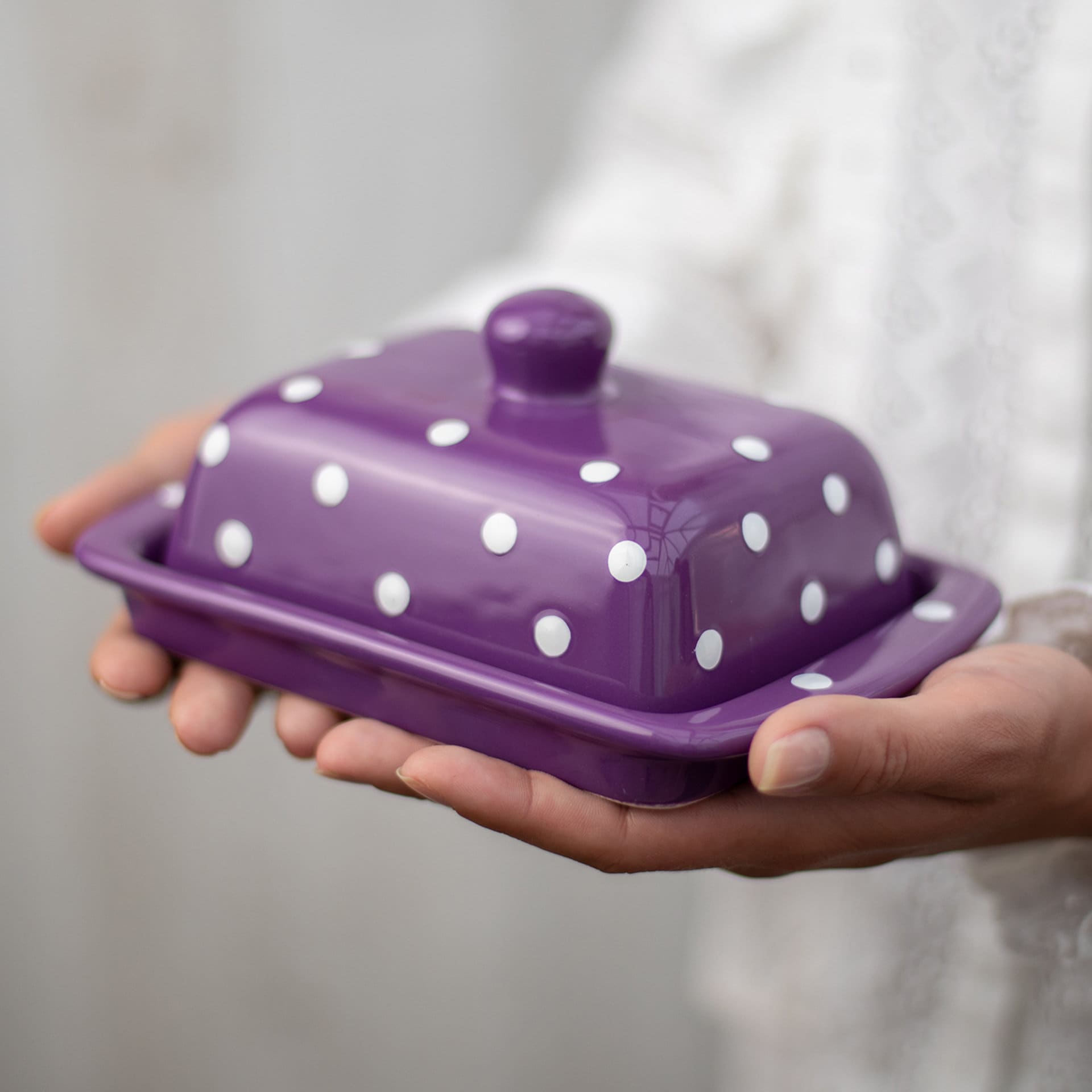Purple Covered Butter Dish With Lid Ceramic Butter Keeper Etsy UK