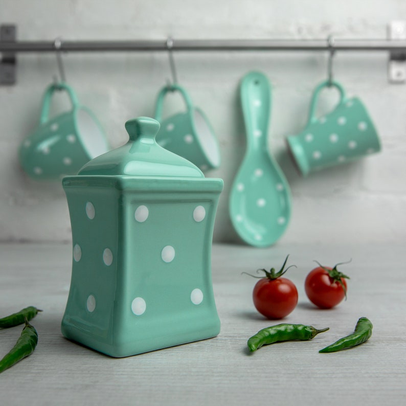 Teal Spice Jar Kitchen Canister Storage Jar Unique Etsy